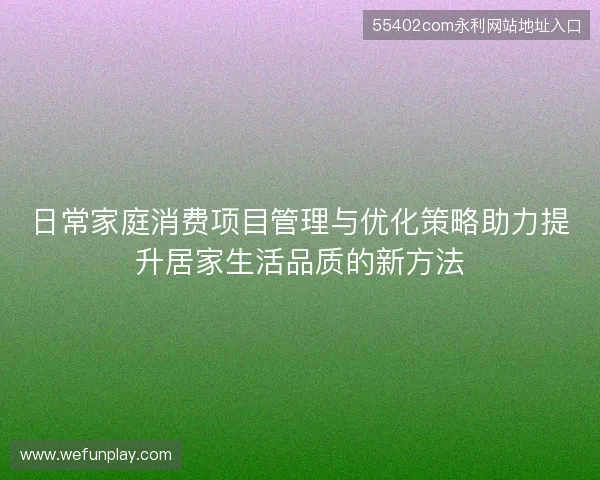 日常家庭消费项目管理与优化策略助力提升居家生活品质的新方法